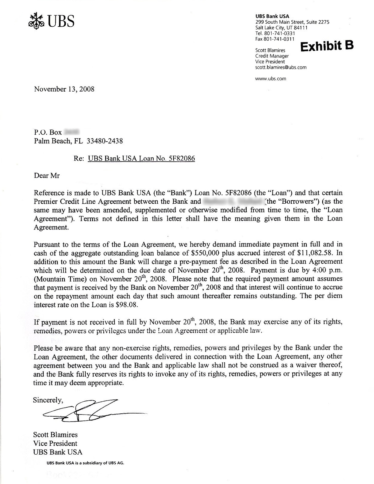 UBS demand letter
